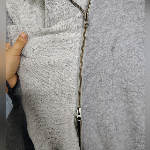 We The Free Gray Ebb & Flow Asymmetrical Ruffle Double Zip Up Jacket Sz L - Picture 9 of 15